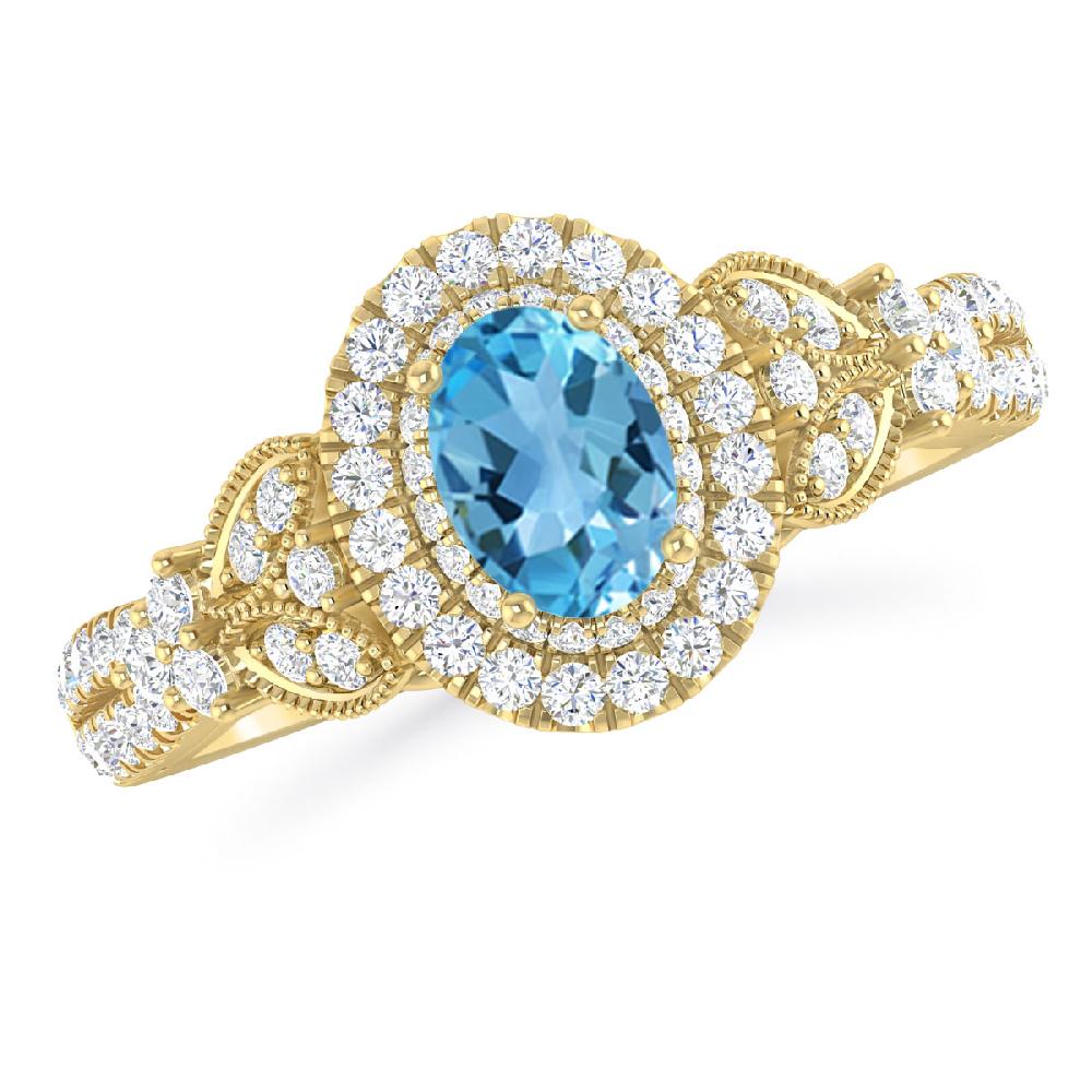 Yellow Gold - Blue Topaz