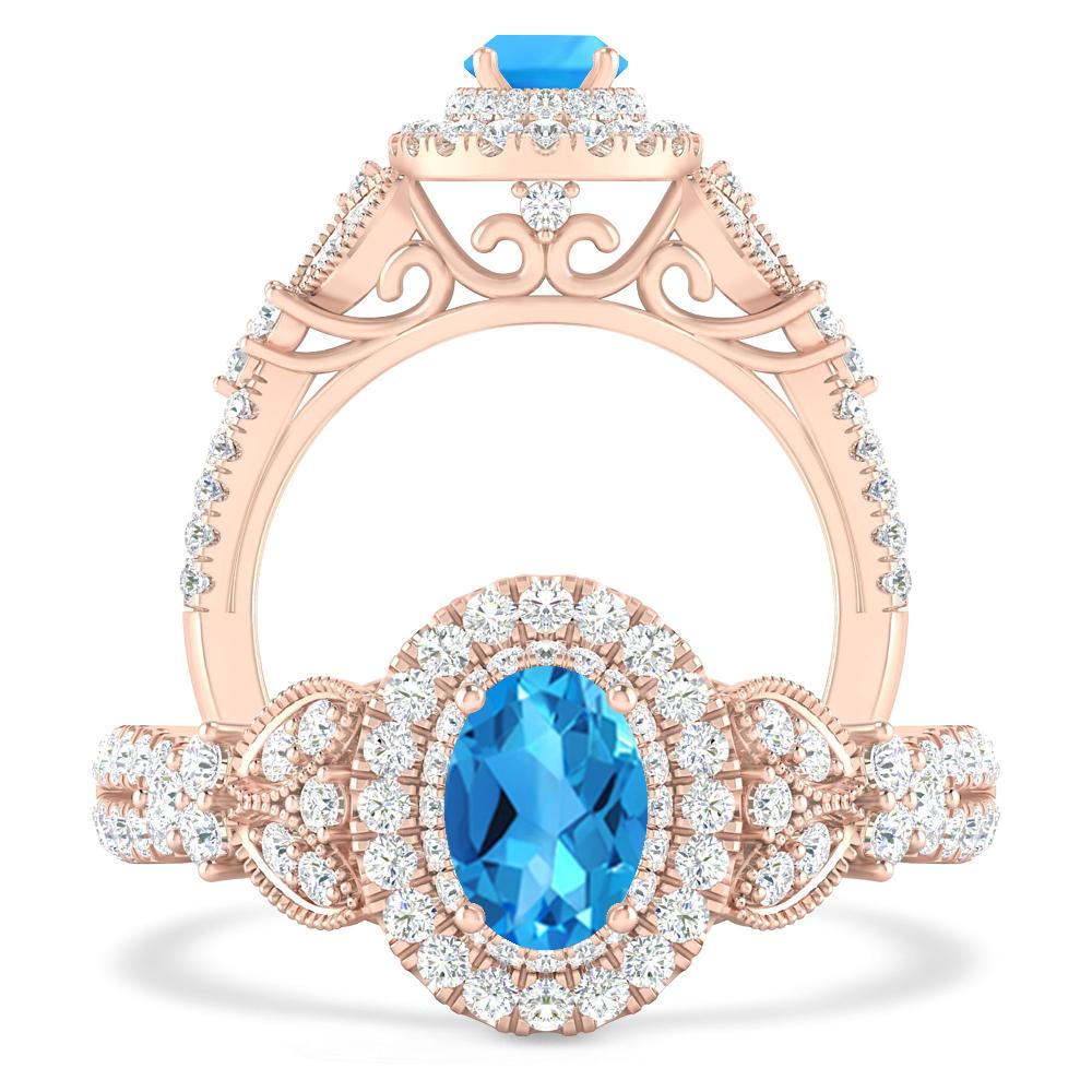 Rose Gold - Blue Topaz