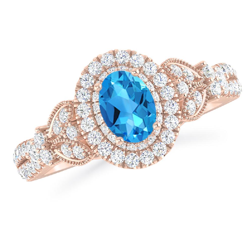 Rose Gold - Blue Topaz