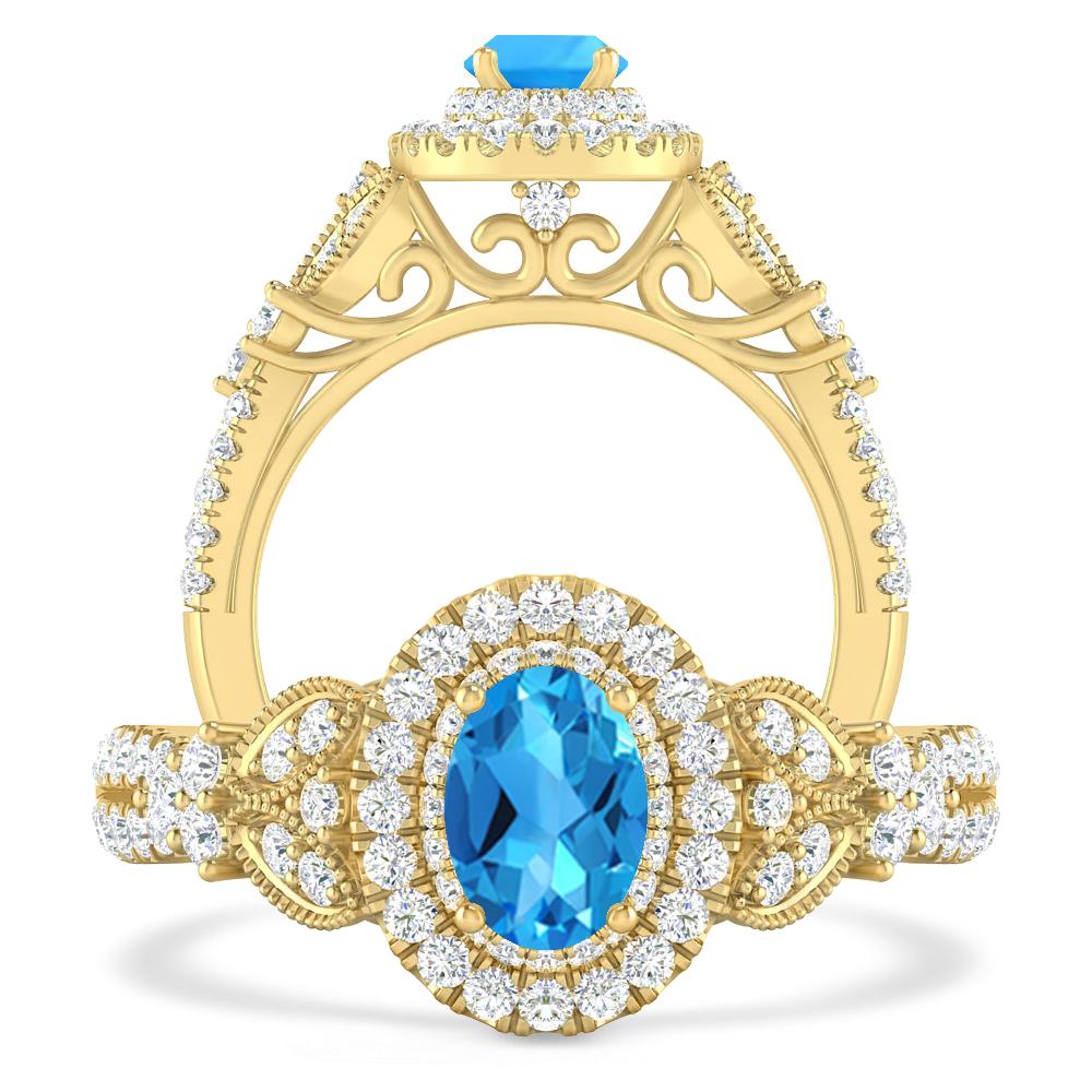 Yellow Gold - Blue Topaz