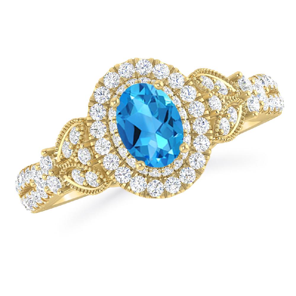 Yellow Gold - Blue Topaz