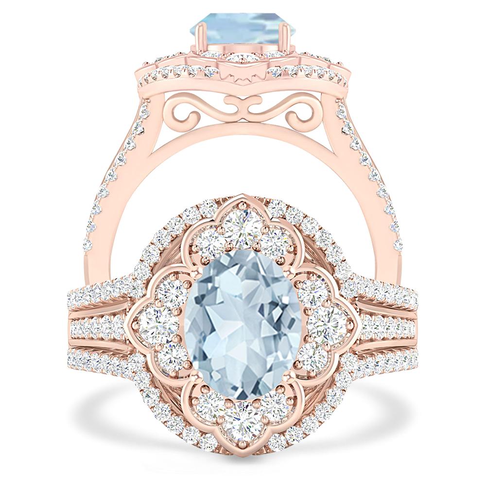 Rose Gold - Aquamarine