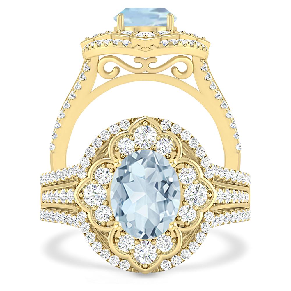 Yellow Gold - Aquamarine