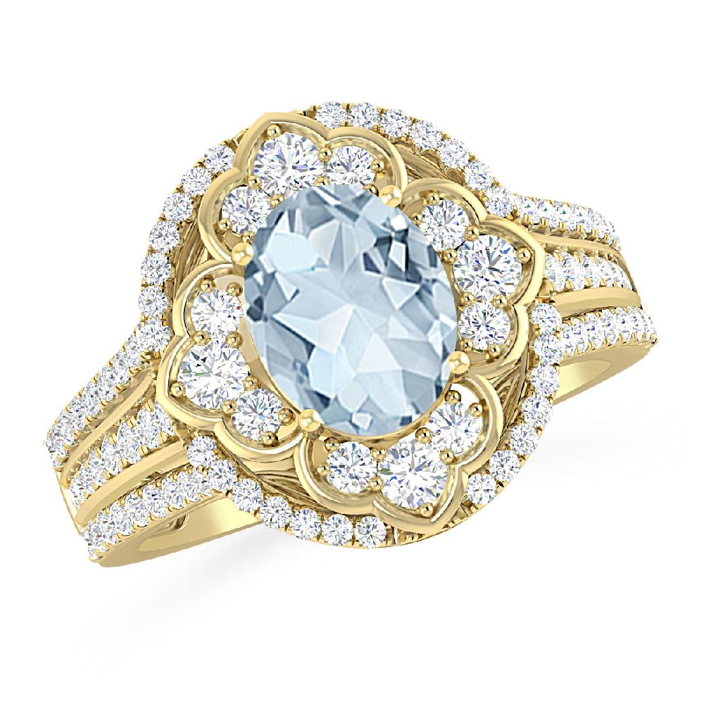 Yellow Gold - Aquamarine