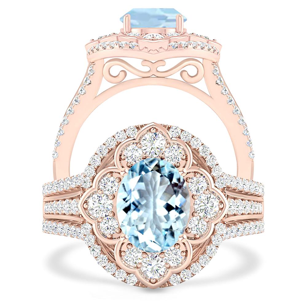 Rose Gold - Aquamarine