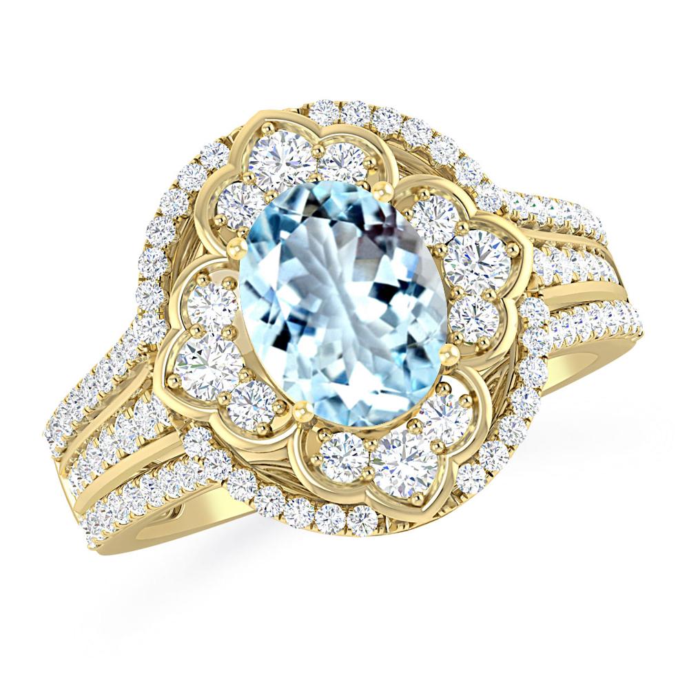 Yellow Gold - Aquamarine