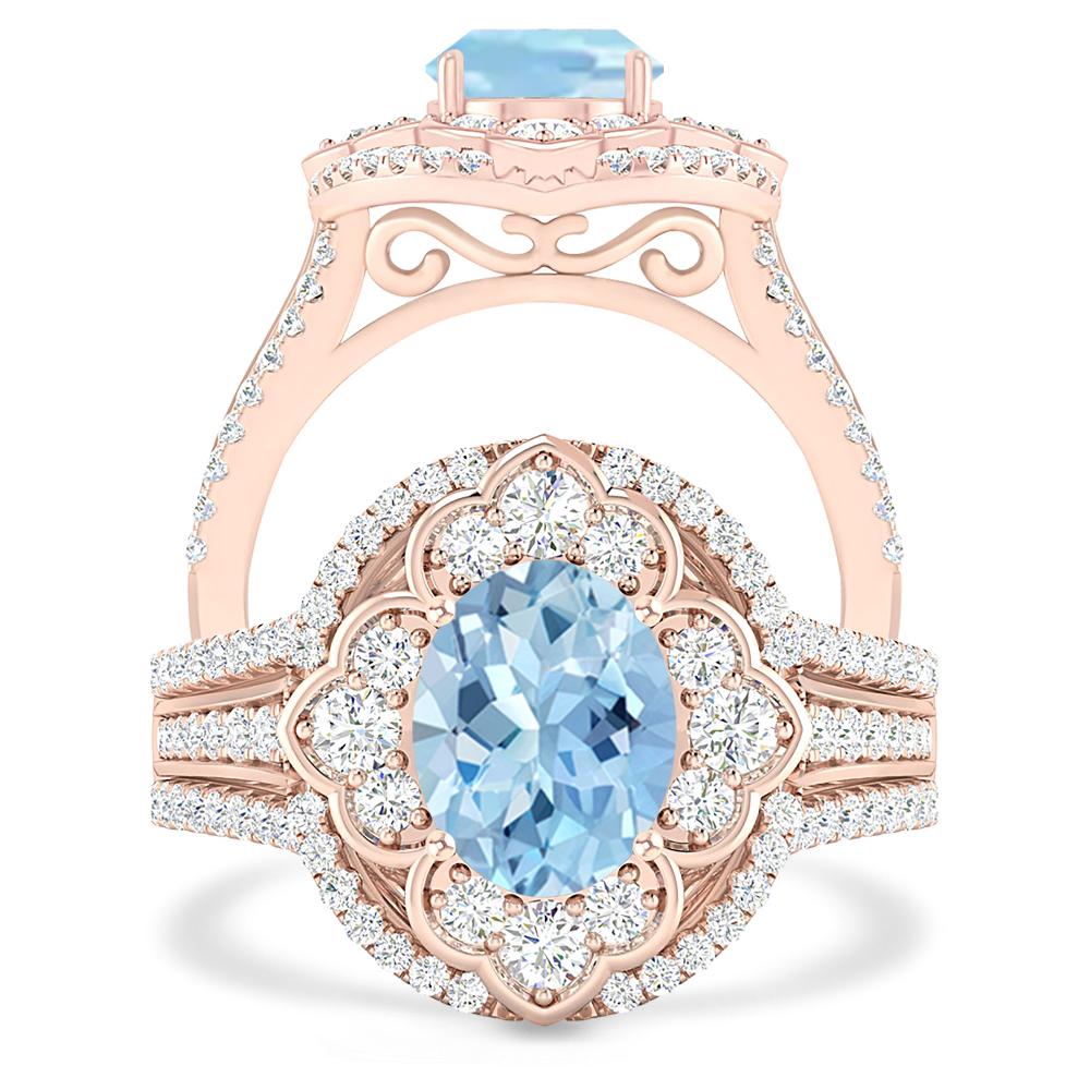 Rose Gold - Aquamarine