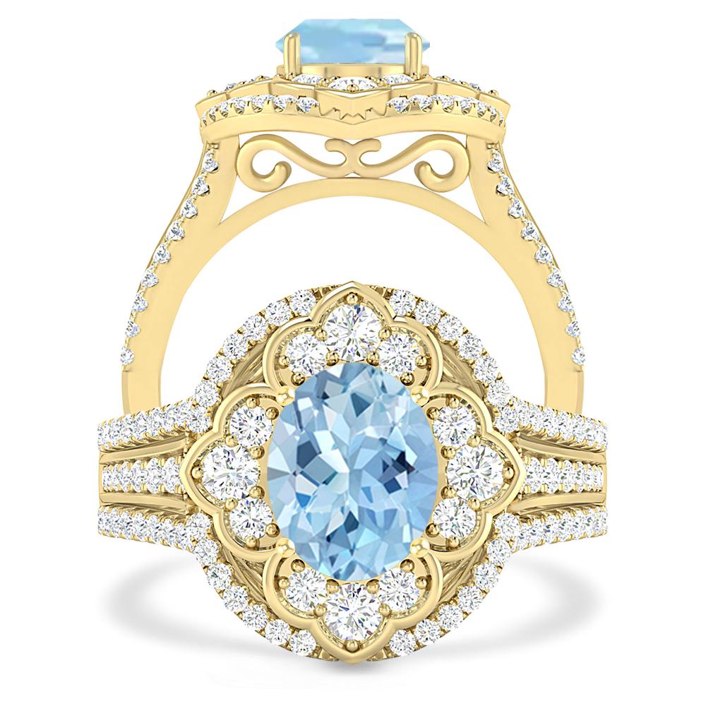 Yellow Gold - Aquamarine