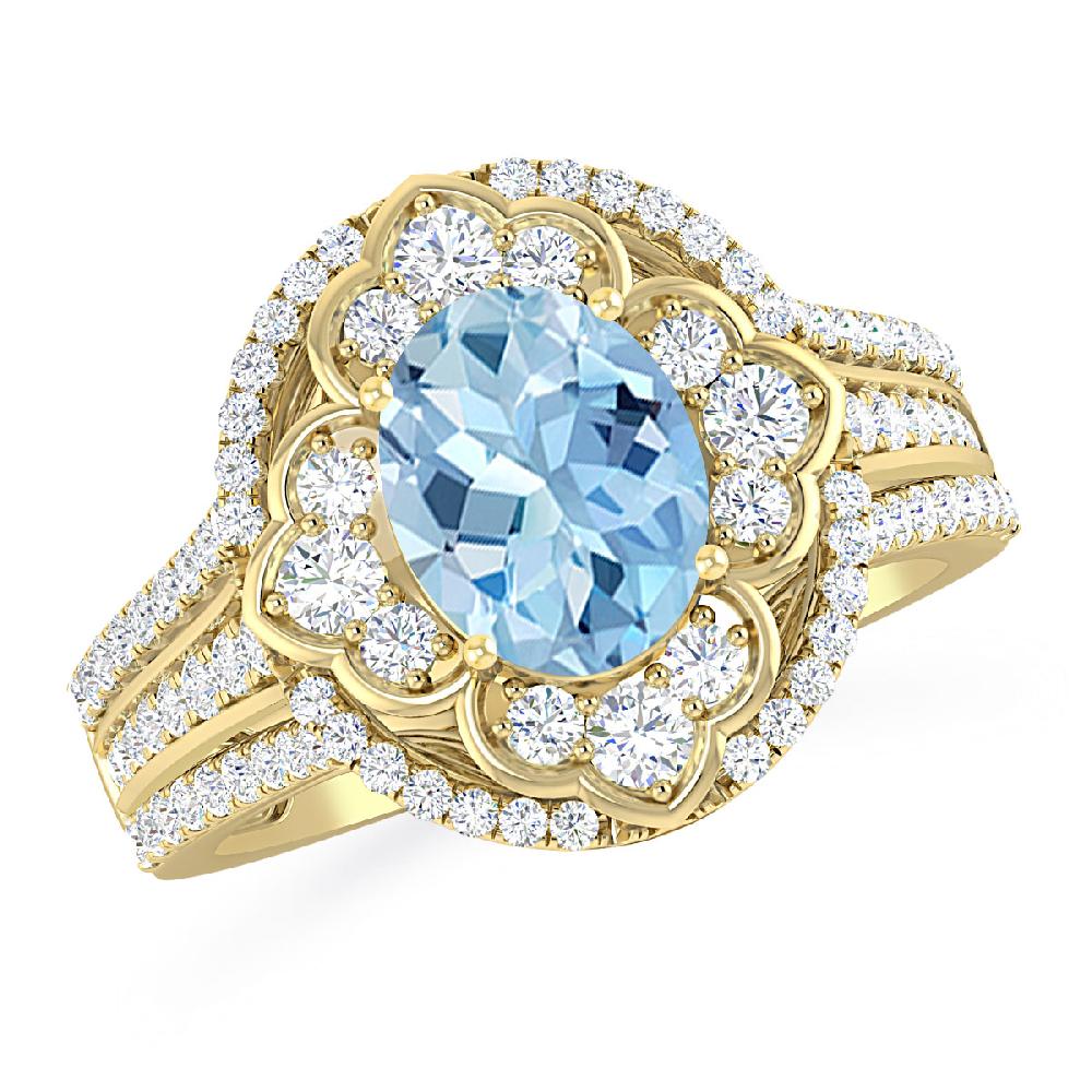 Yellow Gold - Aquamarine