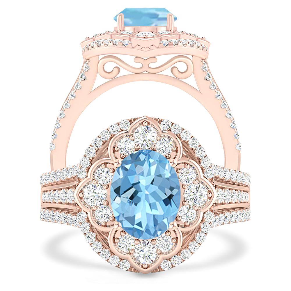 Rose Gold - Aquamarine