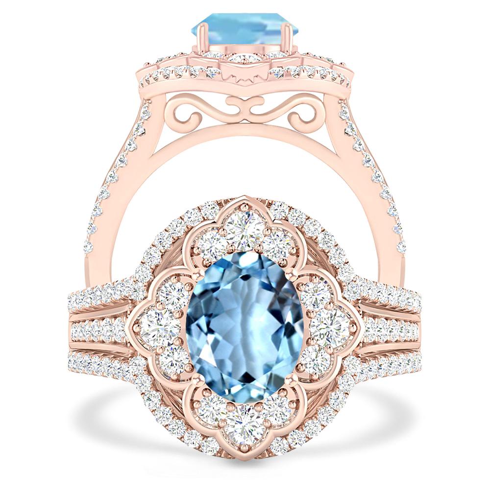 Rose Gold - Aquamarine