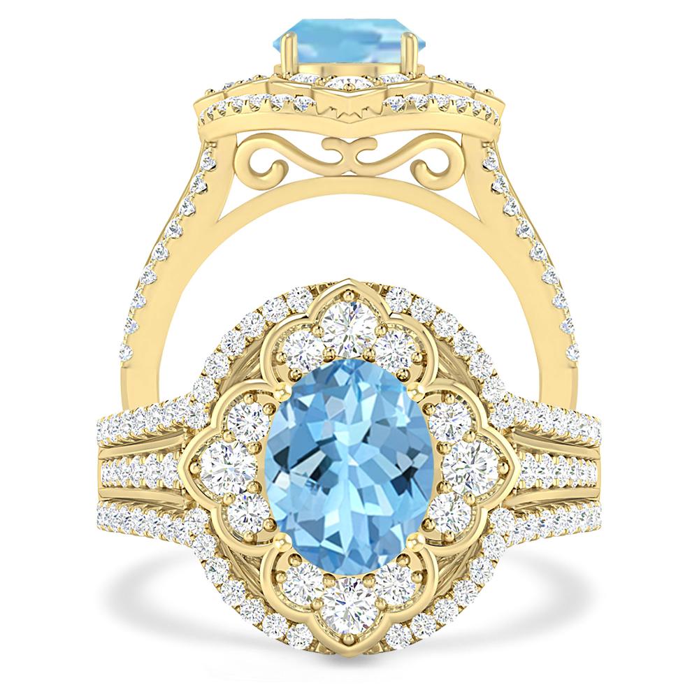 Yellow Gold - Aquamarine