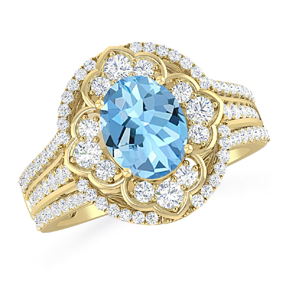 Yellow Gold - Aquamarine