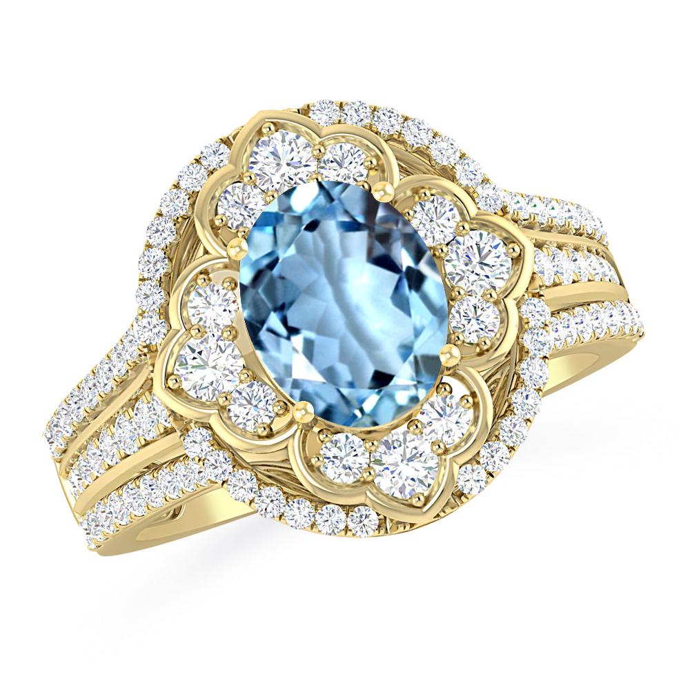 Yellow Gold - Aquamarine