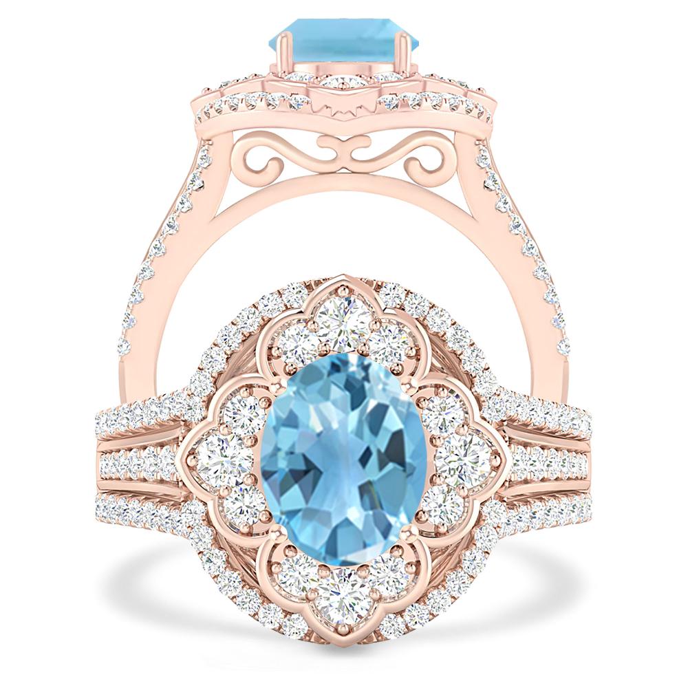 Rose Gold - Blue Topaz