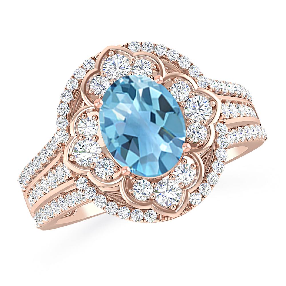 Rose Gold - Blue Topaz