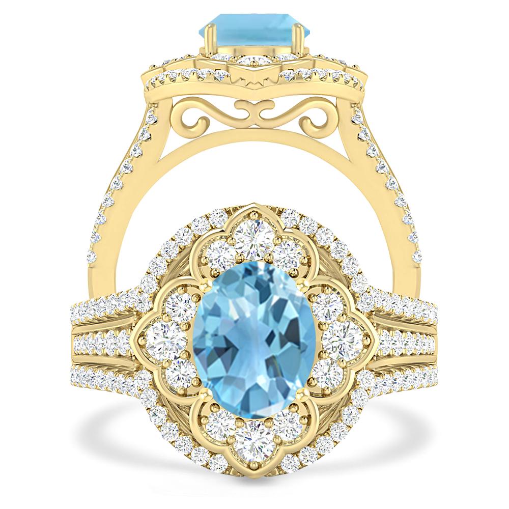 Yellow Gold - Blue Topaz