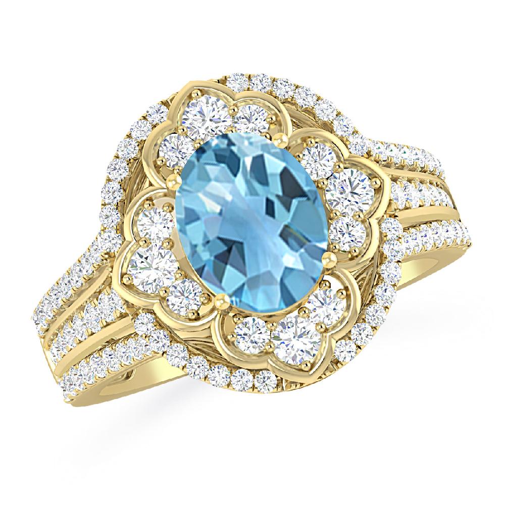 Yellow Gold - Blue Topaz