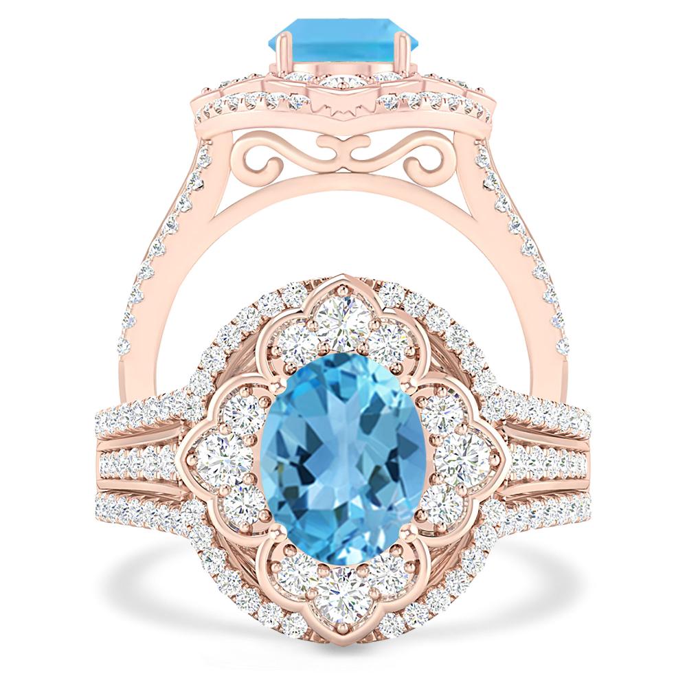 Rose Gold - Blue Topaz