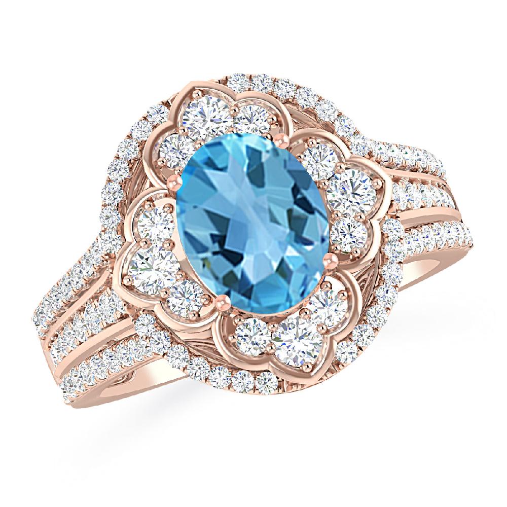 Rose Gold - Blue Topaz