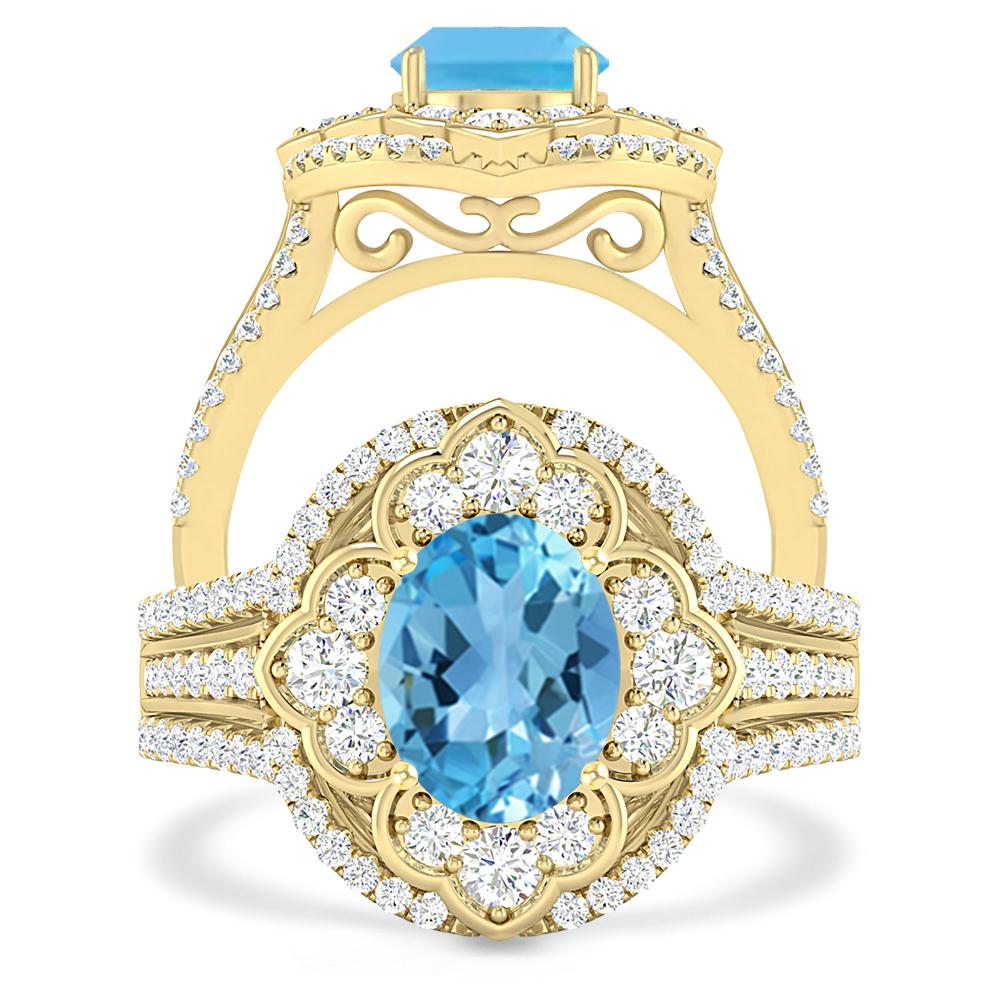 Yellow Gold - Blue Topaz