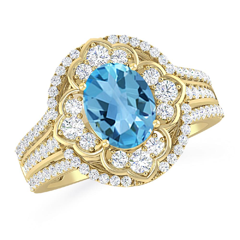 Yellow Gold - Blue Topaz