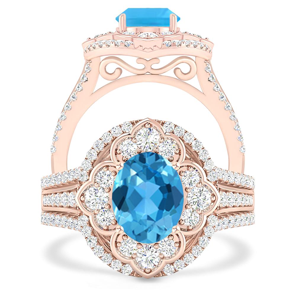 Rose Gold - Blue Topaz