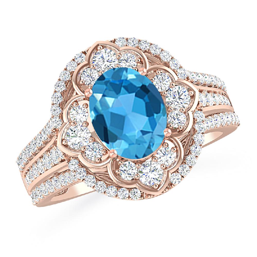 Rose Gold - Blue Topaz