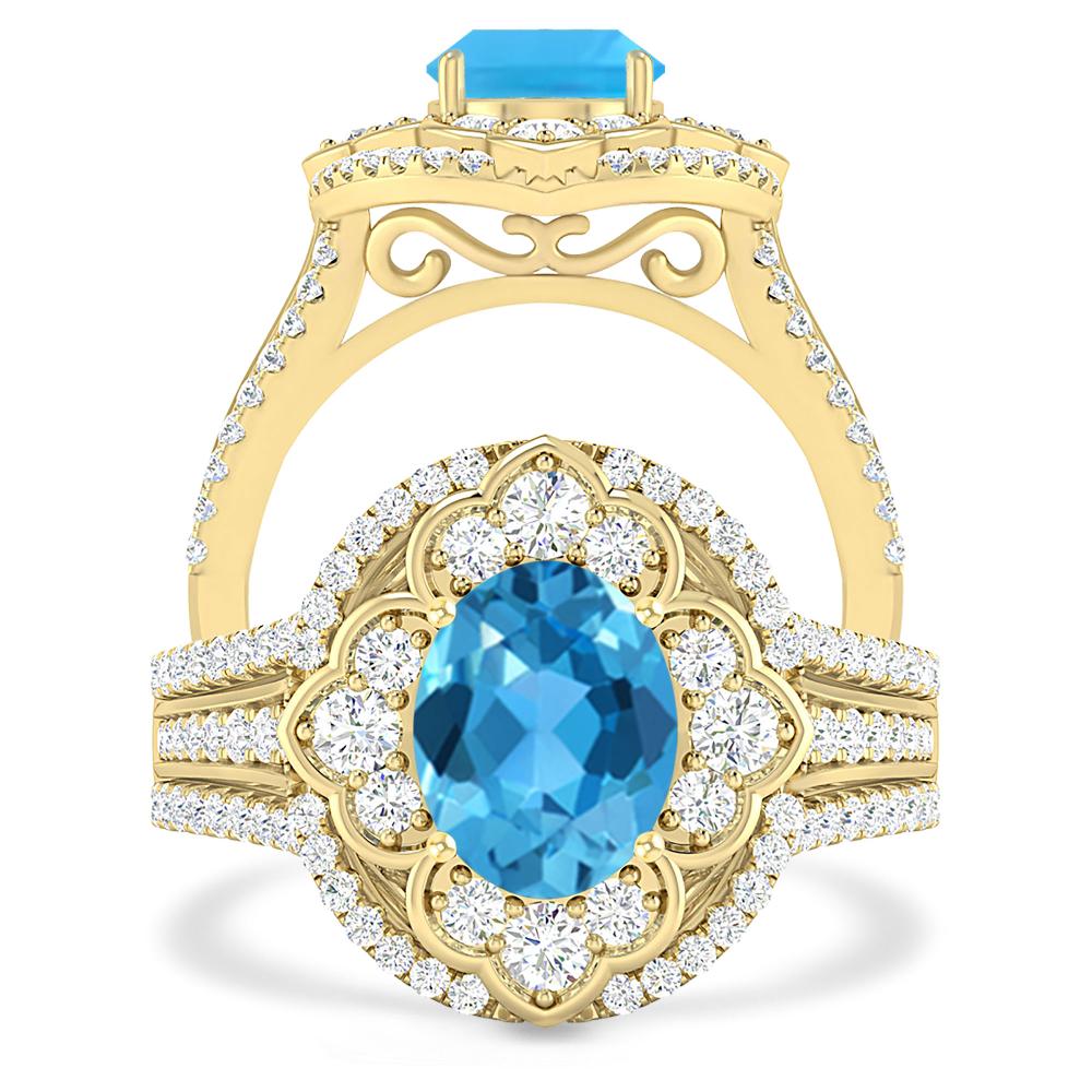 Yellow Gold - Blue Topaz