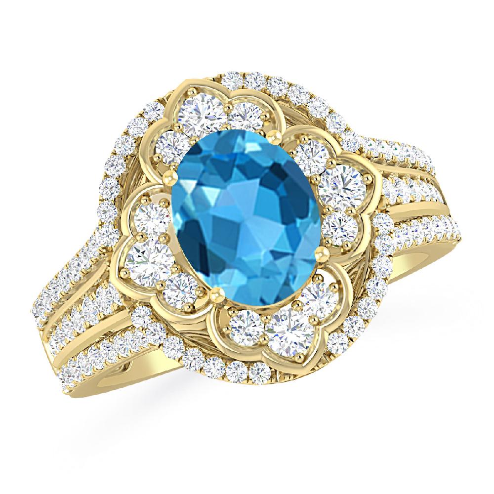 Yellow Gold - Blue Topaz