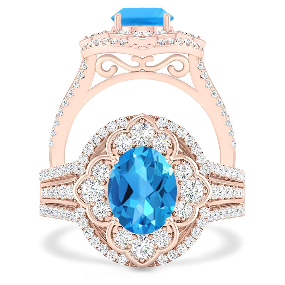 Rose Gold - Blue Topaz