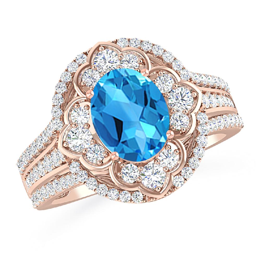 Rose Gold - Blue Topaz