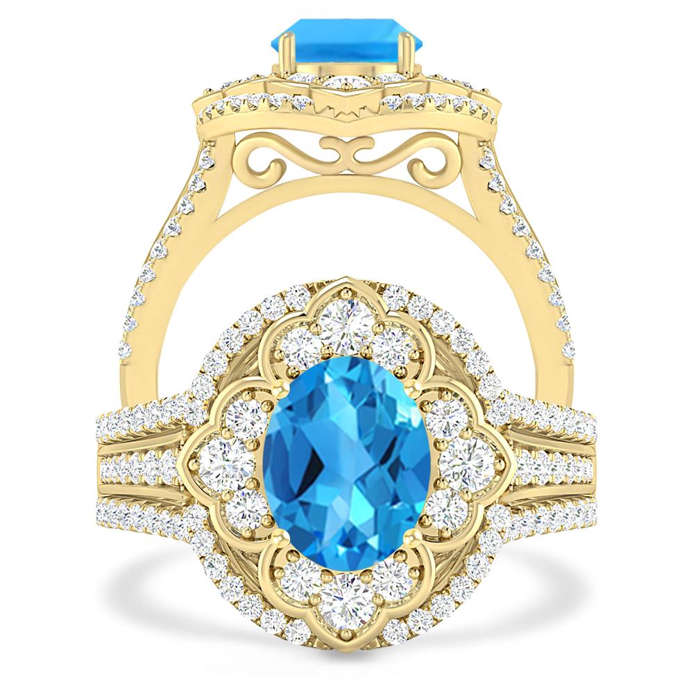 Yellow Gold - Blue Topaz