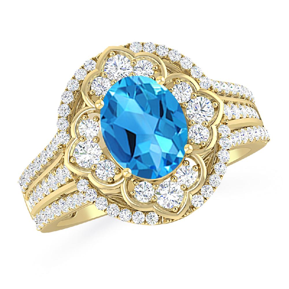 Yellow Gold - Blue Topaz