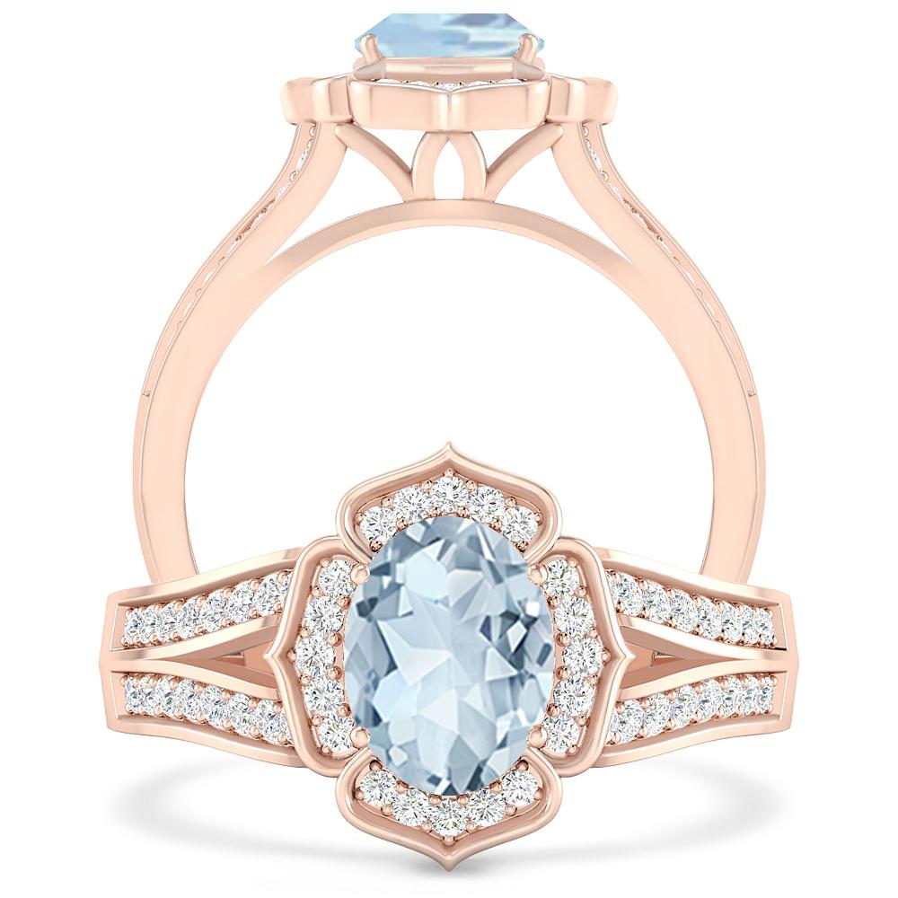 Rose Gold - Aquamarine