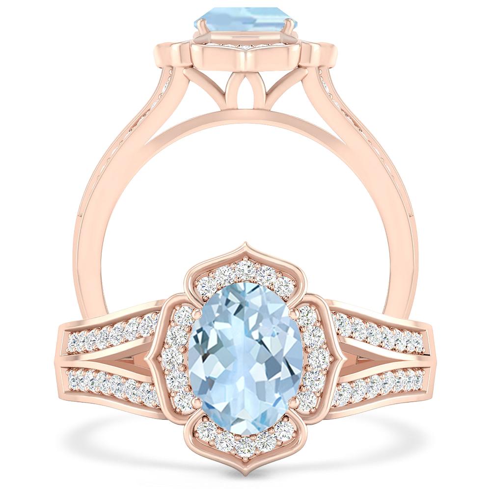 Rose Gold - Aquamarine