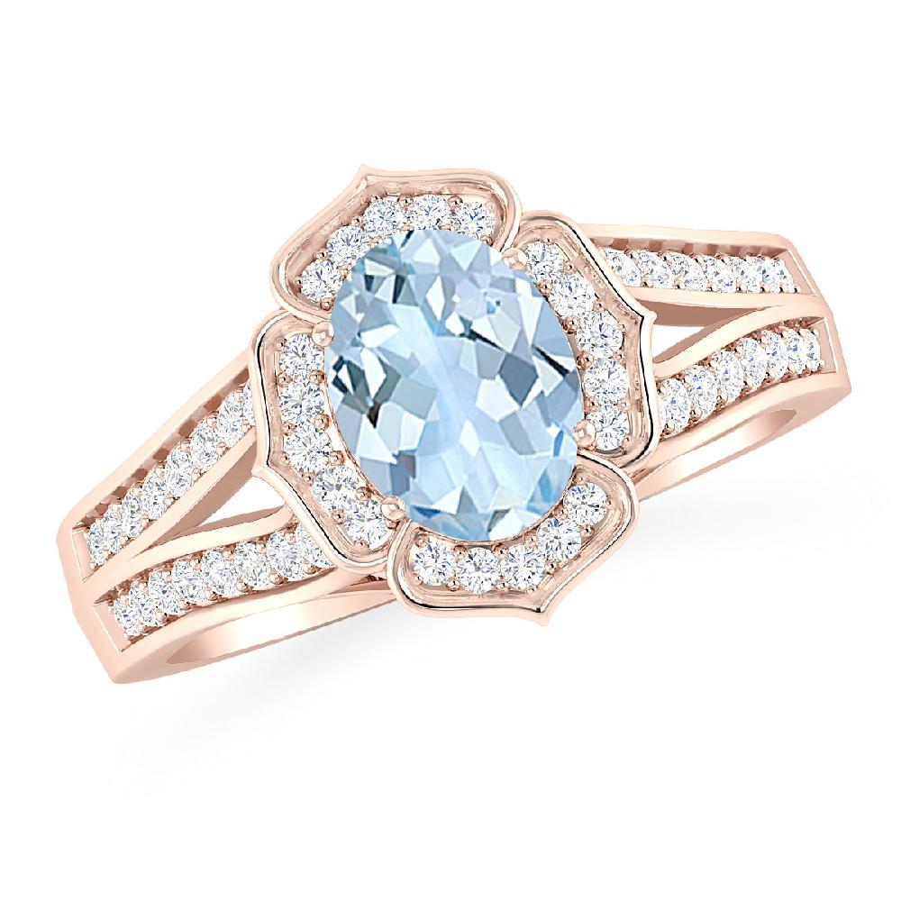 Rose Gold - Aquamarine