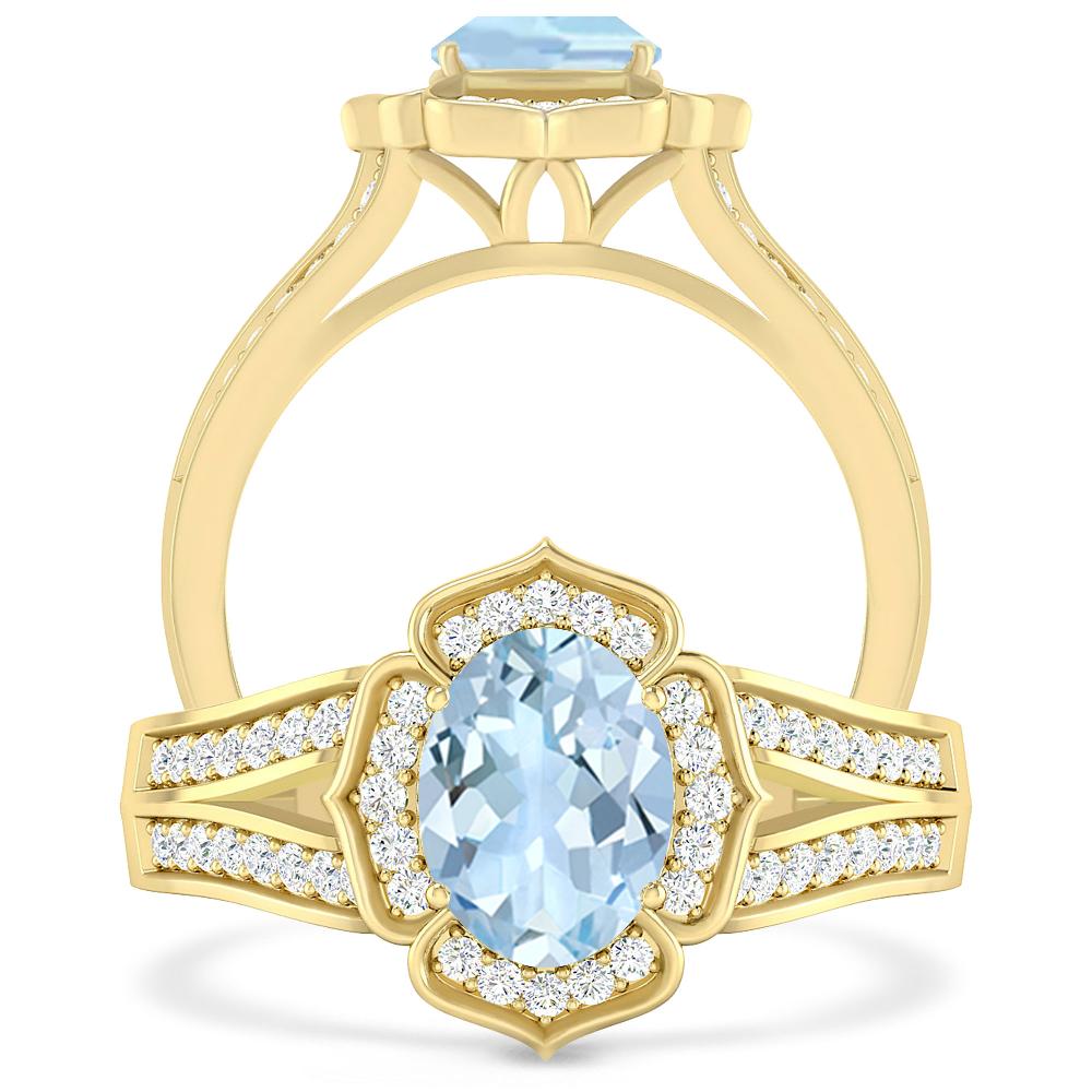 Yellow Gold - Aquamarine