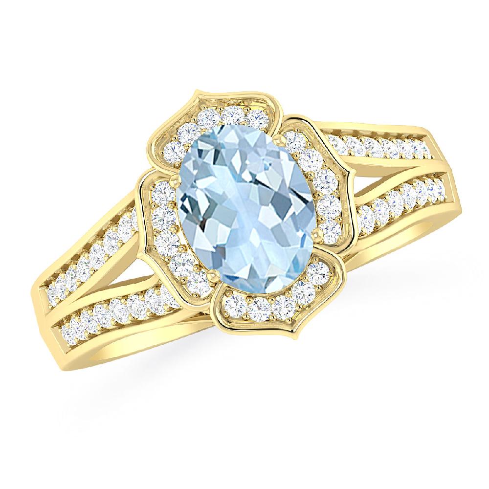 Yellow Gold - Aquamarine