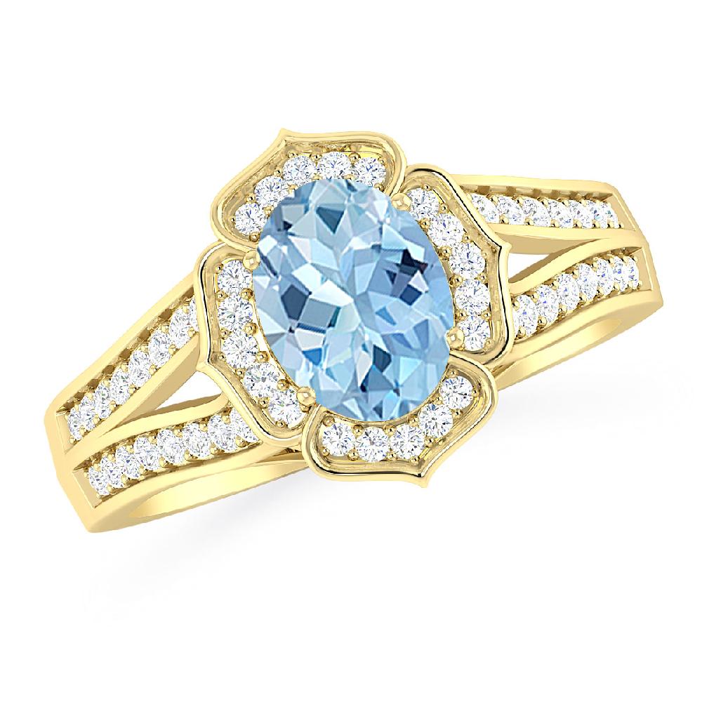 Yellow Gold - Aquamarine