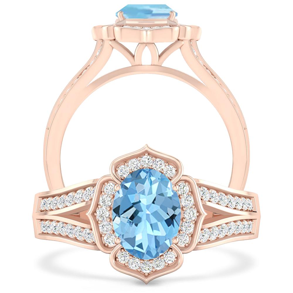 Rose Gold - Aquamarine