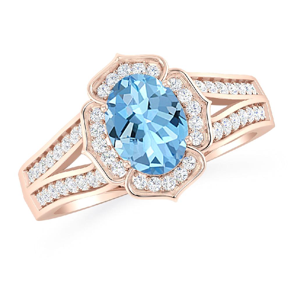 Rose Gold - Aquamarine