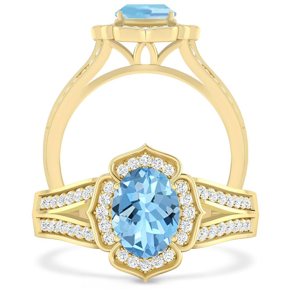 Yellow Gold - Aquamarine