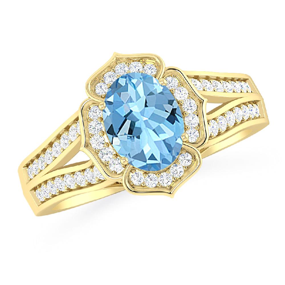 Yellow Gold - Aquamarine