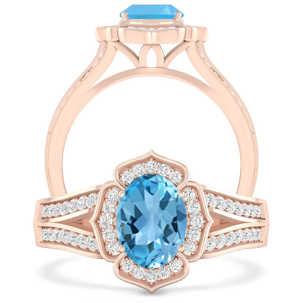 Rose Gold - Blue Topaz