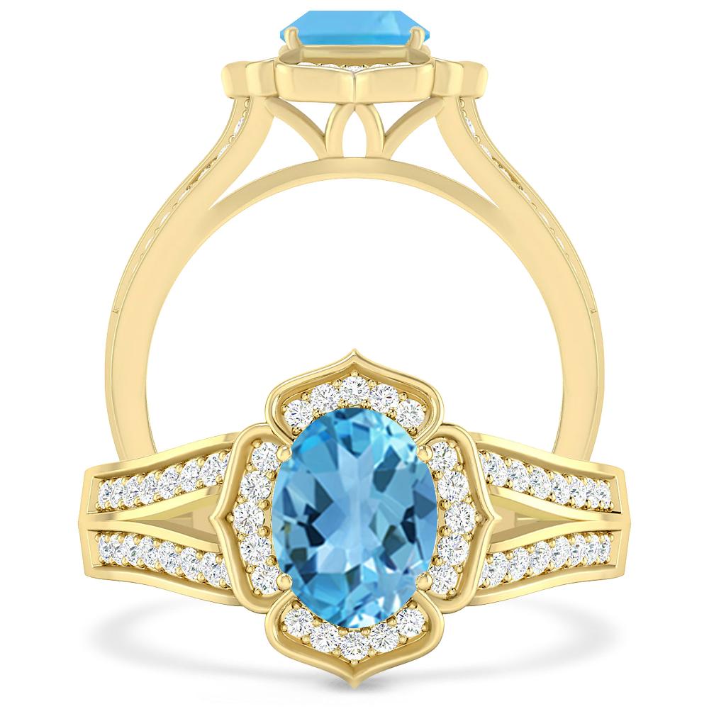 Yellow Gold - Blue Topaz