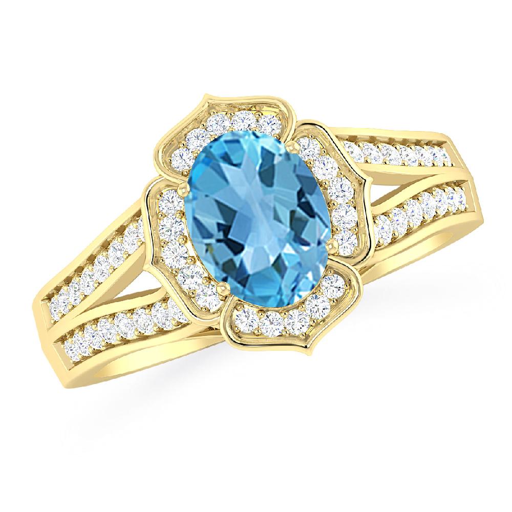 Yellow Gold - Blue Topaz