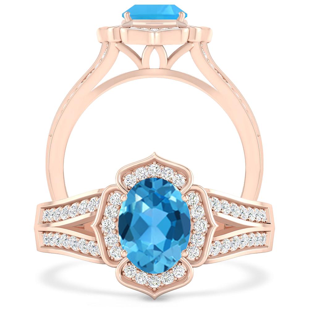 Rose Gold - Blue Topaz