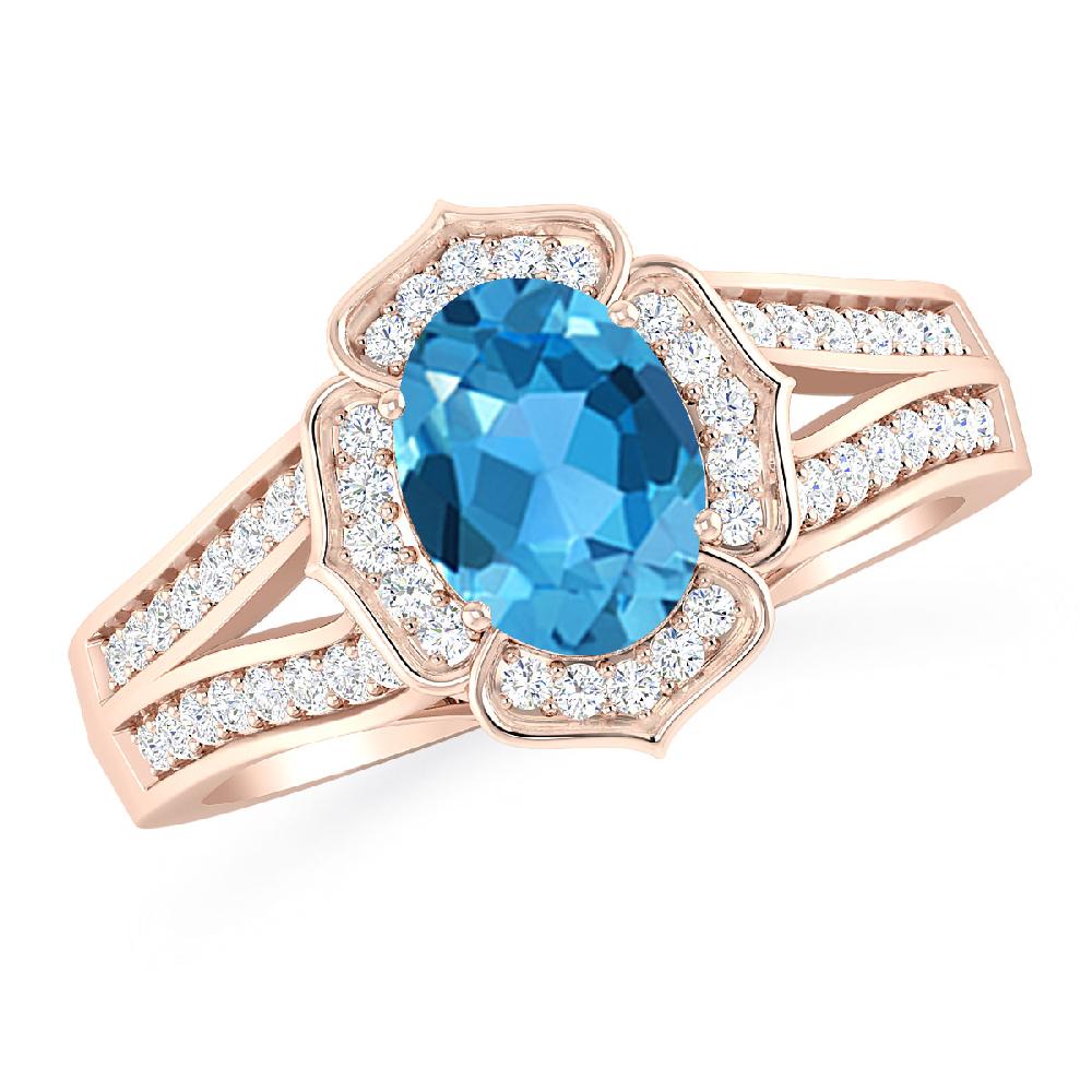 Rose Gold - Blue Topaz