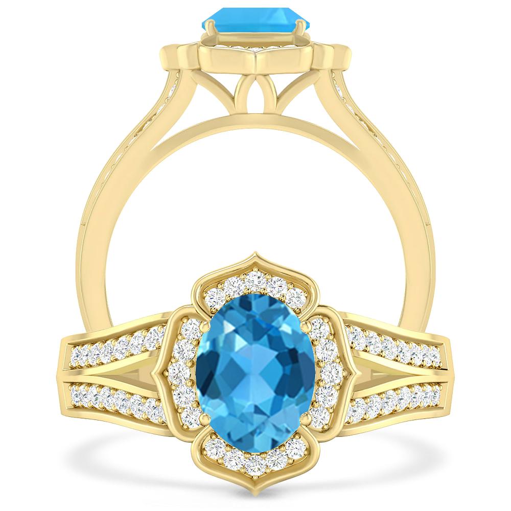 Yellow Gold - Blue Topaz